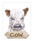 Cow Watercolor Farm Animal Rustic Farmhouse Nursery Decor Unframed Print
