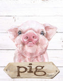 Pig Watercolor Farm Animal Rustic Shiplap Farmhouse Nursery Decor Unframed Print
