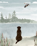 Watercolor Duck Hunting Chocolate Labrador Nursery Little Boys Room Unframed Print Rustic Outdoor Themed Decor