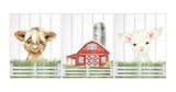 Highland Cow Lamb Watercolor Farm Animal Barnyard Rustic Shiplap Farmhouse Nursery Decor Set of 3 Unframed Prints