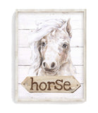 Horse Watercolor Farm Animal Rustic Shiplap Farmhouse Nursery Decor Unframed Print