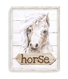 Horse Watercolor Farm Animal Rustic Shiplap Farmhouse Nursery Decor Unframed Print