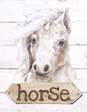 Horse Watercolor Farm Animal Rustic Shiplap Farmhouse Nursery Decor Unframed Print