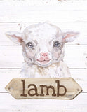 Lamb Watercolor Farm Animal Rustic Shiplap Farmhouse Nursery Decor Unframed Print