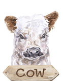 Cow Watercolor Farm Animal Rustic Farmhouse Nursery Decor Unframed Print