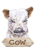 Cow Watercolor Farm Animal Rustic Farmhouse Nursery Decor Unframed Print