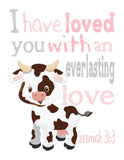 Farm Animals Christian Nursery Decor Set of 4 Unframed Prints, Cow, Pig, Sheep and Horse with Bible Verses