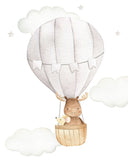 Woodland Animals Watercolor Hot Air Balloon Gender Neutral Nursery Set of 3 Unframed Prints Fox Raccoon Moose Bunny Mouse