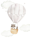 Woodland Animals Watercolor Hot Air Balloon Gender Neutral Nursery Set of 3 Unframed Prints Fox Raccoon Moose Bunny Mouse