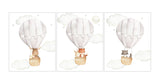 Woodland Animals Watercolor Hot Air Balloon Gender Neutral Nursery Set of 3 Unframed Prints Fox Raccoon Moose Bunny Mouse