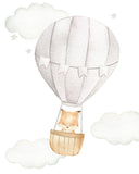 Woodland Animals Watercolor Hot Air Balloon Gender Neutral Nursery Set of 3 Unframed Prints Fox Hedgehog Deer