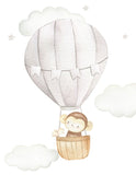 Safari Animals Watercolor Hot Air Balloon Gender Neutral Nursery Set of 3 Unframed Prints Monkey Giraffe Zebra