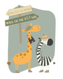 Safari Boho Animals Nursery Decor Set of 3 Unframed Prints Monkey, Zebra, Giraffe and Lion - Gender Neutral Jungle Baby