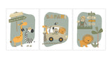 Safari Boho Animals Nursery Decor Set of 3 Unframed Prints Monkey, Zebra, Giraffe and Lion - Gender Neutral Jungle Baby