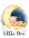 Sweet Dreams Little One Baby Bear on Moon in Clouds and Stars Nursery Set of 2 Unframed Prints