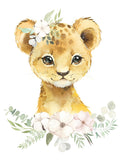 Watercolor Floral Lion Cub Safari Animals Nursery Art Decor Unframed Print