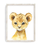 Watercolor Lion Cub Safari Animals Nursery Art Decor Unframed Print
