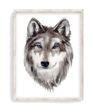 Wolf Head Watercolor Nature Rustic Hunting Outdoor Themed Decor Nursery Little Boys Room Unframed Print