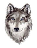 Wolf Head Watercolor Nature Rustic Hunting Outdoor Themed Decor Nursery Little Boys Room Unframed Print