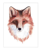 Fox Head Watercolor Nature Rustic Hunting Outdoor Themed Decor Nursery Little Boys Room Unframed Print