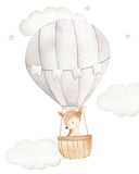 Woodland Animals Watercolor Hot Air Balloon Gender Neutral Nursery Set of 3 Unframed Prints Fox Bear Deer