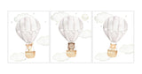Woodland Animals Watercolor Hot Air Balloon Gender Neutral Nursery Set of 3 Unframed Prints Fox Bear Deer