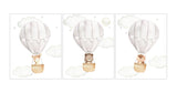 Woodland Animals Watercolor Hot Air Balloon Gender Neutral Nursery Set of 3 Unframed Prints Deer Bear Owl
