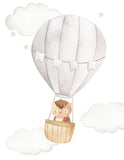 Woodland Animals Watercolor Hot Air Balloon Gender Neutral Nursery Set of 3 Unframed Prints Deer Bear Owl