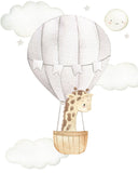 Safari Animals Watercolor Hot Air Balloon Gender Neutral Nursery Set of 3 Unframed Prints Monkey Giraffe Zebra