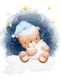 Sweet Dreams Little One Baby Bear on Moon in Clouds and Stars Nursery Set of 3 Unframed Prints