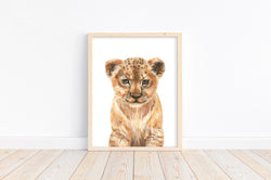 Watercolor Baby Lion Cub Safari Animal Nursery Unframed Print