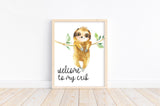 Welcome to my Crib Sloth Jungle Tropical Animal Nursery Decor Unframed Print