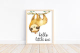 Hello Little One Sloth Jungle Tropical Animal Nursery Decor Unframed Print