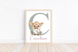 Personalized Watercolor Highland Cow Rustic Cotton Farmhouse Baby Girl Nursery Unframed Print - Baby Name Letter Initial Monogram
