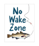 No Wake Zone Watercolor Fishing Pole Nursery Little Boys Room Unframed Print, Rustic Outdoor Nautical Themed Decor