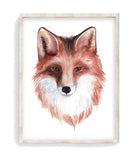 Fox Head Watercolor Nature Rustic Hunting Outdoor Themed Decor Nursery Little Boys Room Unframed Print