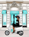 African American Fashion Paris Tween Teen Girl Room Decor Set of 4 Unframed Prints in Teal and Black