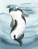 Watercolor Orca Killer Whale Arctic Animal Nursery Unframed Print