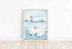 Watercolor Seals Arctic Animal Nursery Unframed Print