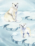 Watercolor Polar Bears Arctic Animal Nursery Unframed Print