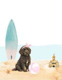 Doodle Puppy Dog at Beach Watercolor Dog Illustration Unframed Print, Nursery Decor, Kid's Bedroom, Laundry Room or Dog Lover