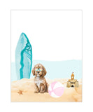 Cavapoo Puppy Dog at Beach Watercolor Dog Illustration Unframed Print, Nursery Decor, Kid's Bedroom, Laundry Room or Dog Lover