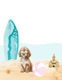 Cavapoo Puppy Dog at Beach Watercolor Dog Illustration Unframed Print, Nursery Decor, Kid's Bedroom, Laundry Room or Dog Lover