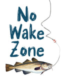 No Wake Zone Watercolor Fishing Pole Nursery Little Boys Room Unframed Print, Rustic Outdoor Nautical Themed Decor