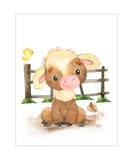 Cow Watercolor Farm Animal Rustic Nursery Decor Unframed Print