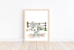 Dog Watercolor Farm Animal Rustic Nursery Decor Unframed Print