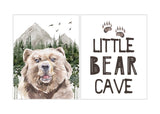 Little Bear Cave Woodland Bear Watercolor Rustic Forest Wilderness Country Nursery Decor Set of 2 Unframed Prints