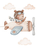 Bear Airplane Nursery Decor Set of 2 Unframed Prints Up Up and Away Aviation Themed Decor