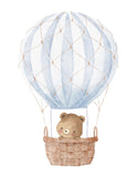 Bear in Blue Hot Air Balloon Watercolor Travel Nursery Decor Unframed Print