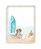 Cavalier King Charles Spaniel Puppy Dog at Beach Watercolor Dog Unframed Print, Nursery Decor, Kid's Bedroom, Laundry Room or Dog Lover